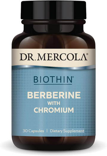 Dr. Mercola Biothin Berberine with Chromium Dietary Supplement, 30 Servings (30 Capsules), Non GMO, Gluten Free, Soy Free