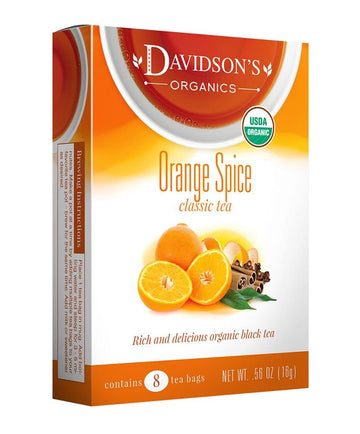 Davidson'S Organics, Orange Spice, 8-Count Tea Bags, Pack Of 12