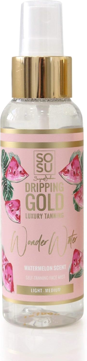 Sosu By Sj Dripping Gold Watermelon Scent Wonder Water Light/Medium Self-Tanning Facial Mist, 100Ml/3.38 Ounce