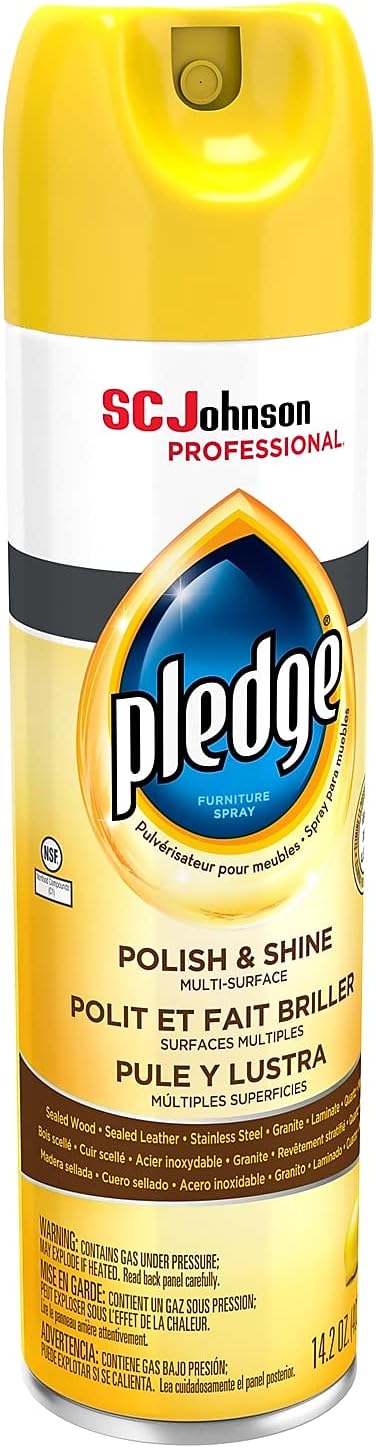 Pledge Polish and Shine Multiple-Purpose Cleaner, Lemon, 14.2 oz, 6/Carton (301168)