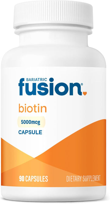 Bariatric Fusion Biotin 5000Mcg Vitamin | Easy To Swallow Capsules Biotin Supplement For Hair Growth | 90 Count | 3 Month Supply