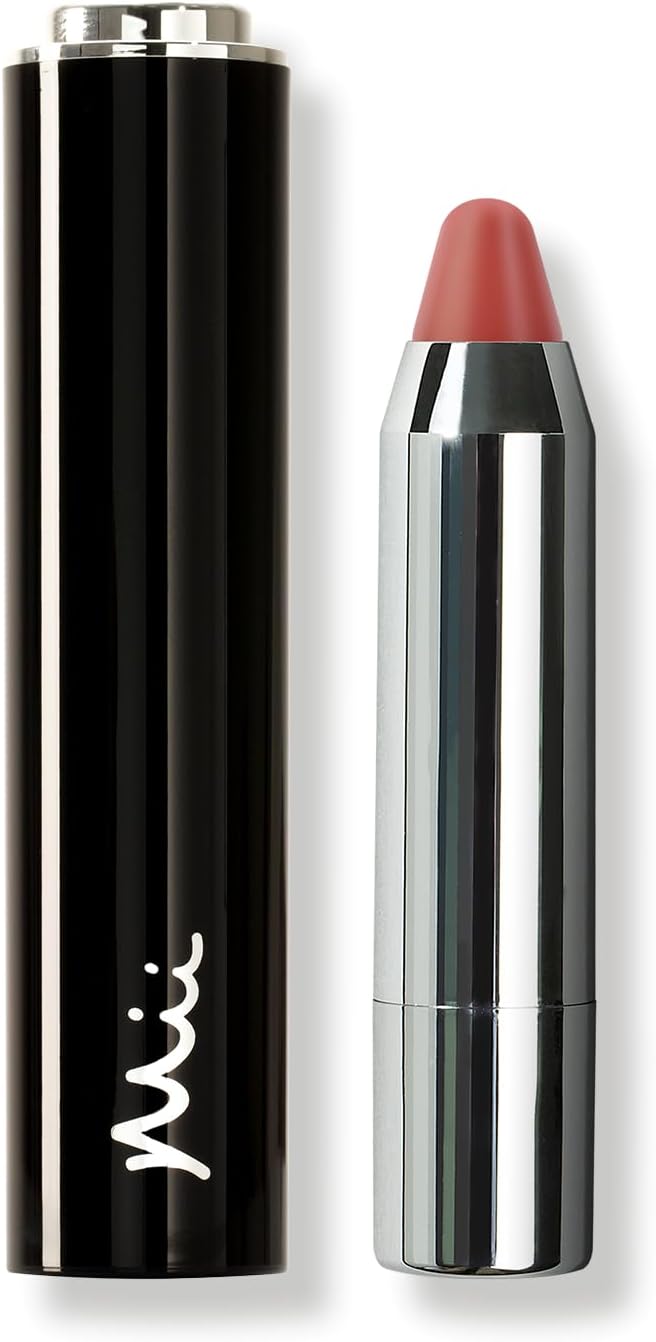 Mii Cosmetics Click & Colour Lip Crayon, Long Lasting & Highly Pigmented Lipstick, Silky Smooth Crayon With Comfortable, Non-Sticky Finish, Sun-Kissed Coral, Cognac