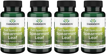Swanson Spearmint Leaf (Mentha Spicata)-Full Spectrum Herbal Supplement Supporting Digestive Health '&' Mild Stomach Issues - (60 Capsules, 400Mg Each) 4 Pack