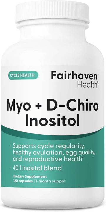 Fairhaven Health Myo-Inositol And D-Chiro Inositol Supplement For Women | 40:1 Ratio | Female Fertility Supplement For Women And Hormone Balance* | Vegan | 120 Myo & D-Chiro Inositol Capsules