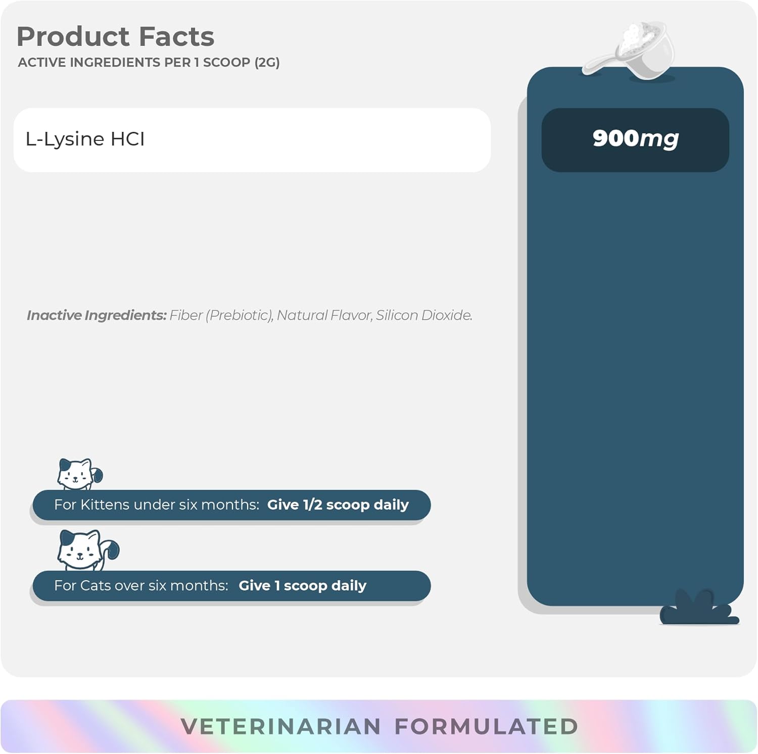 L-Lysine Supplement For Cats 900Mg/Scoop - Cat Supplement For Sneezing And Runny Nose, Cold, Immune Support, Eye Function, And Respiratory Health – Lysine Powder : Health & Household