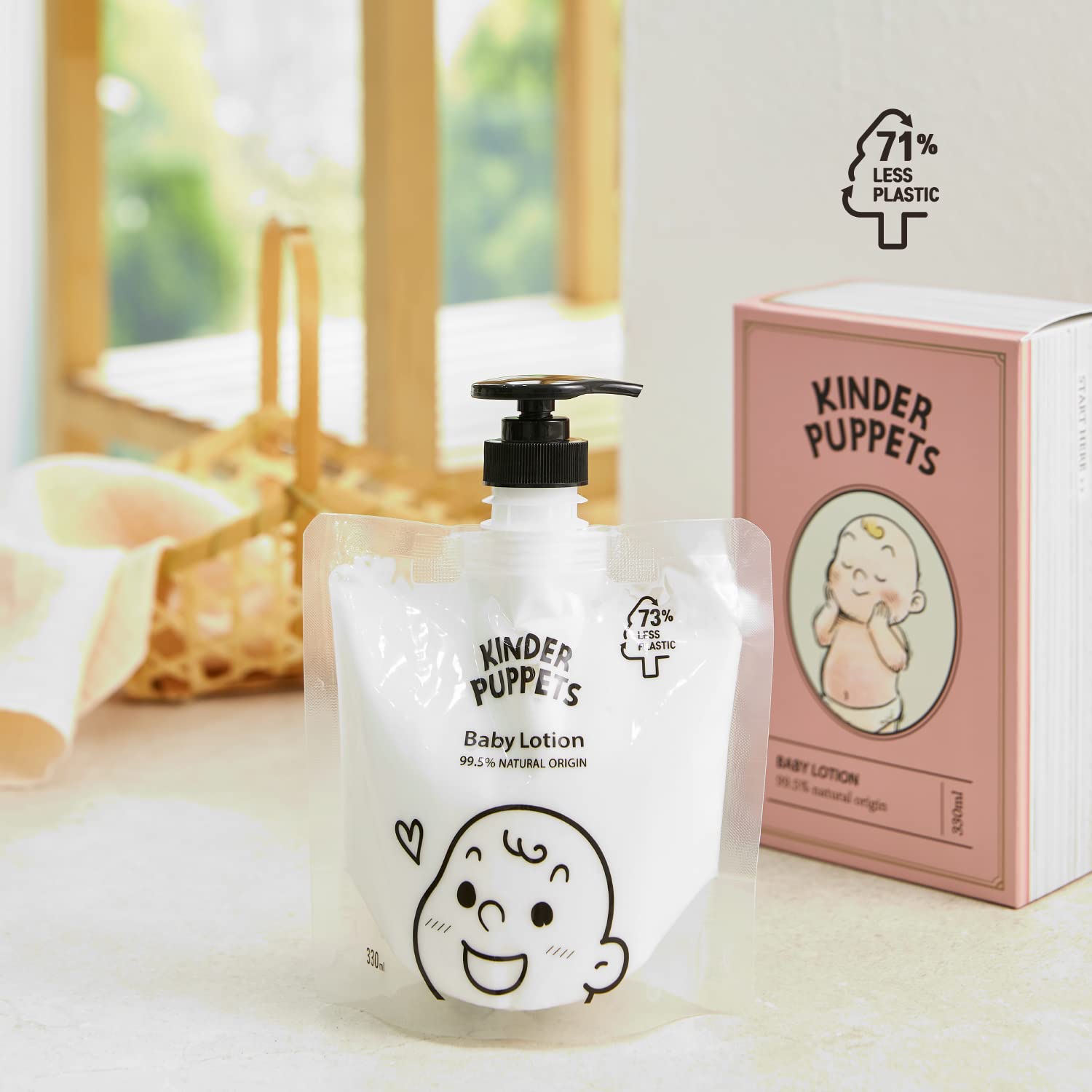 Kinder Puppets Organic Baby Lotion for Dry Sensitive Skin | Baby Moisturizing Cream Toddler Kids Lotion | Baby Moisturizer Face Cream Fragrance Free Baby Lotion Skin Care Products (11.64 oz.) : Baby