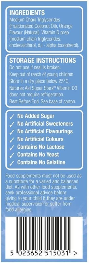 Natures Aid Super Stars Multivitamin & Minerals - Immune Support, Growth & Development - Natural Fruit Flavour Multi-Vitamins For Kids Aged 4-12 Years - Vegan Non-Gmo Gluten-Free - 60 Chewable Tablets