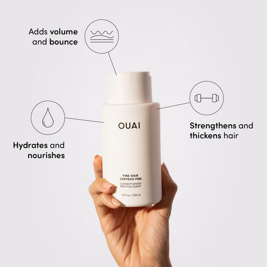 OUAI Fine Hair Conditioner Refill - Volumizing Conditioner Made with Keratin, Biotin and Chia Seed Oil - Adds Softness, Bounce and Volume - Free from Parabens, Sulfates, and Phthalates (32 oz)