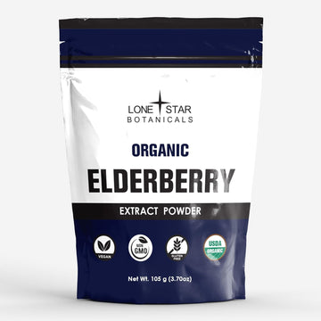 Lonestar Botanicals Organic Elderberry Superfood Powder, 3.52Oz (100 Gram), Gluten Free, Non-Gmo, Vegan