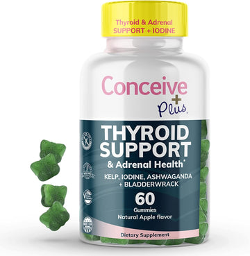 CONCEIVE PLUS Thyroid Support - Thyroid Support with Iodine, Kelp, Ashwagandha, Bladderwrack - Non-GMO, 60 Count 30 Day Supply