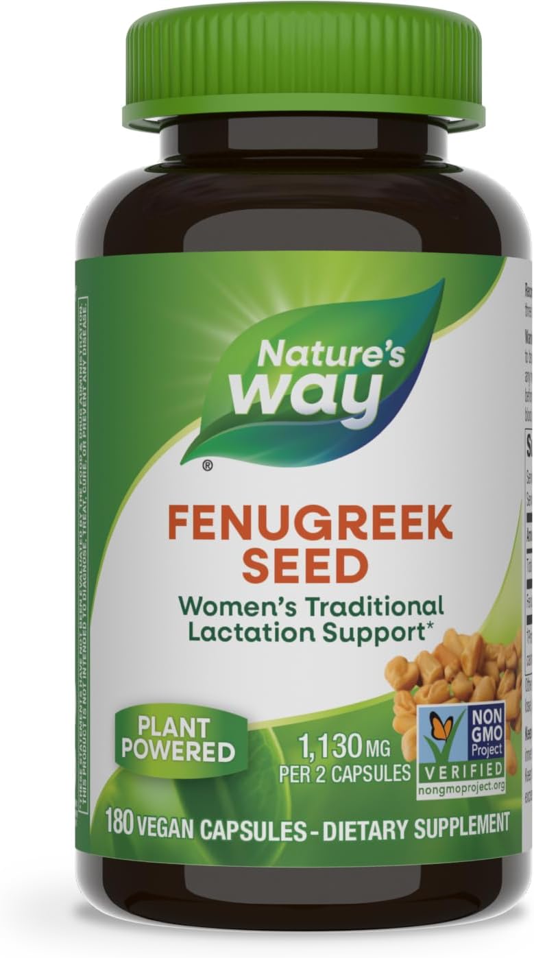 Nature'S Way Fenugreek Seed, Traditional Lactation/Breastfeeding Support*, Non-Gmo Project Verified, Vegan, 180 Capsules (Packaging May Vary)