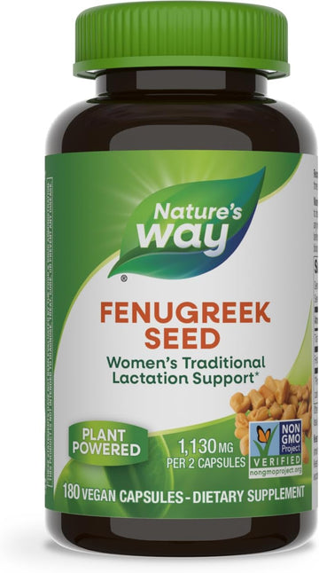 Nature'S Way Fenugreek Seed, Traditional Lactation/Breastfeeding Support*, Non-Gmo Project Verified, Vegan, 180 Capsules (Packaging May Vary)