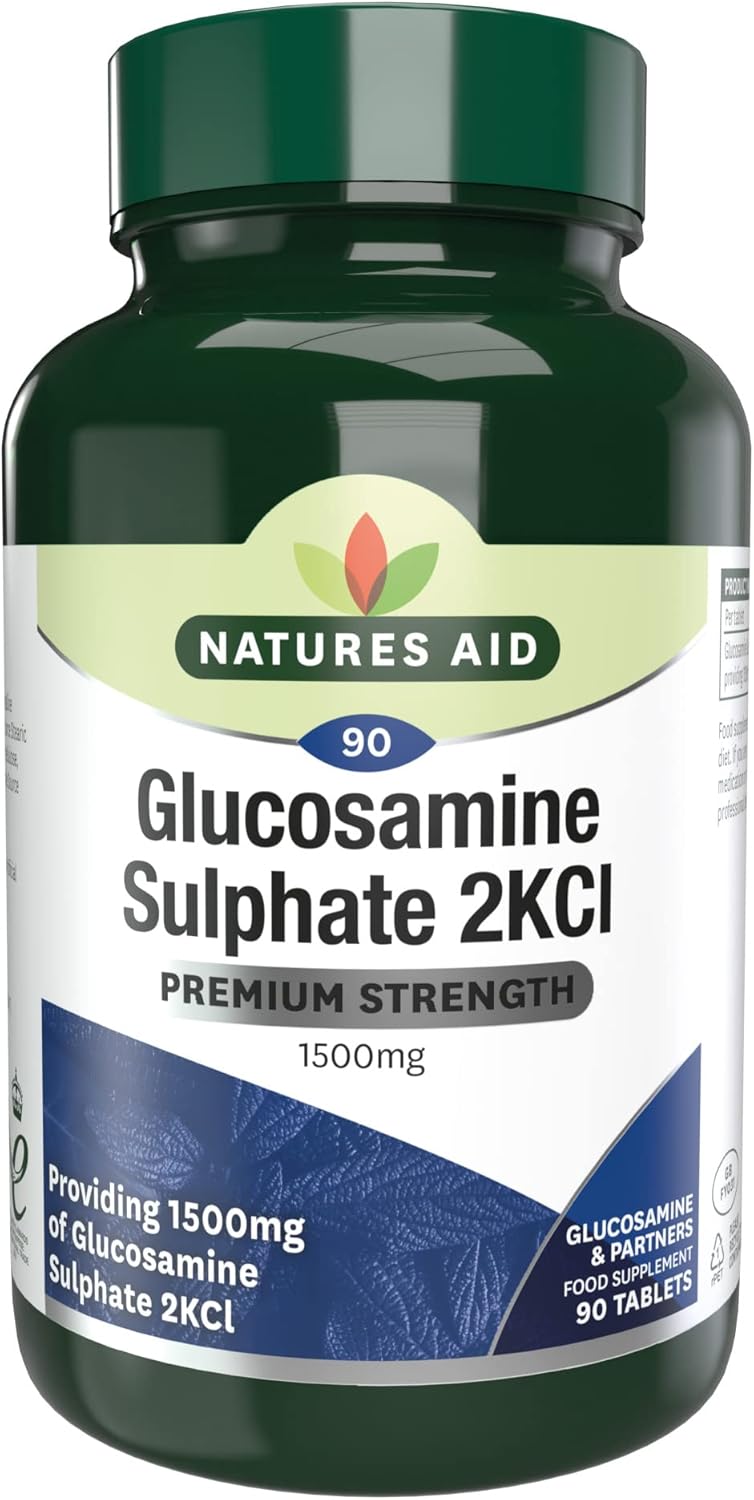 Natures Aid Glucosamine Msm & Chondroitin With Vitamin C - High Strength Joint Support - Mobility & Cartilage Health, Collagen Formation - Non-Gmo, Gluten-Free Supplement - 90 Tablets