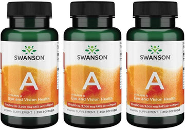Swanson Vitamin A 10,000 Iu (3,000 Mcg Rae) Natural Nourishment For Bone, Skin Health, Vision Support & Immune System Function - High Absorption Vitamin A 250 Softgels (3 Pack)