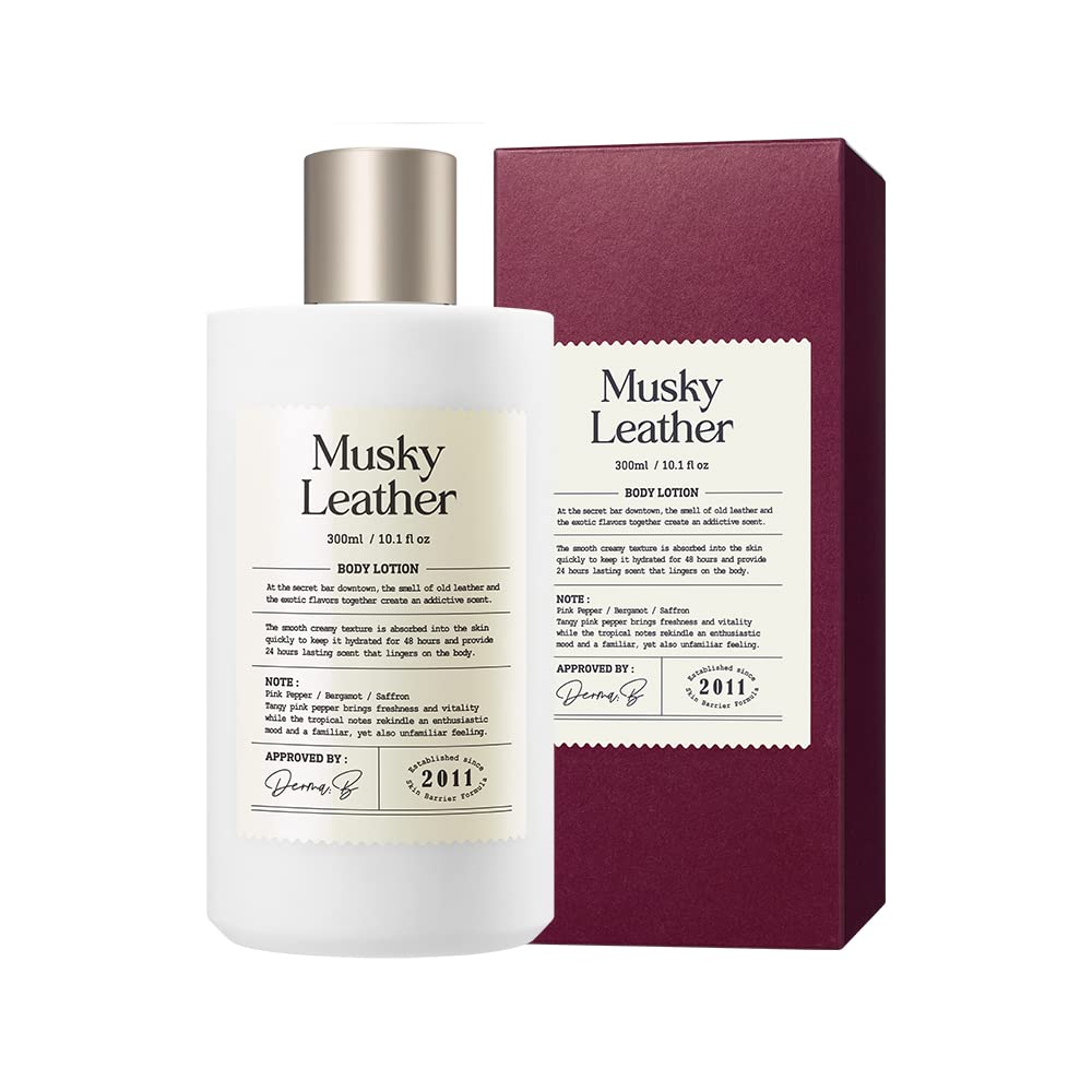 Derma B Narrative Body Lotion #Musky Leather | Daily Moisturizing Perfumed Body Milk| Long-Lasting Scent & Moisture| Non-Sticky Creamy Lotion| Aroma & Healing for Skin| Kbeauty, 300ml 10.1 Fl Oz