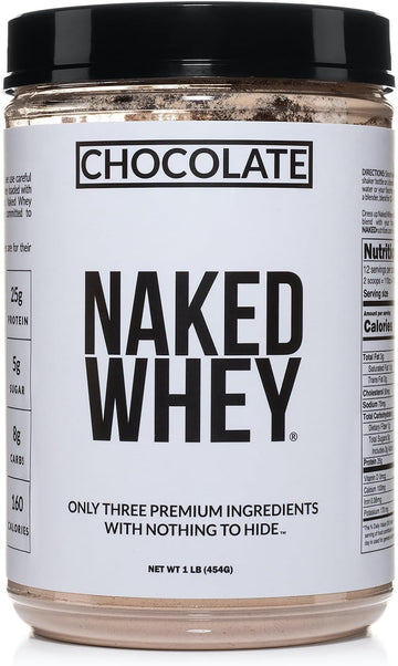 Naked Whey 1Lb - All Natural Grass Fed Whey Protein Powder, Organic Chocolate, And Coconut Sugar - No Gmo, No Soy, And Gluten Free, Aid Growth And Recovery - 12 Servings