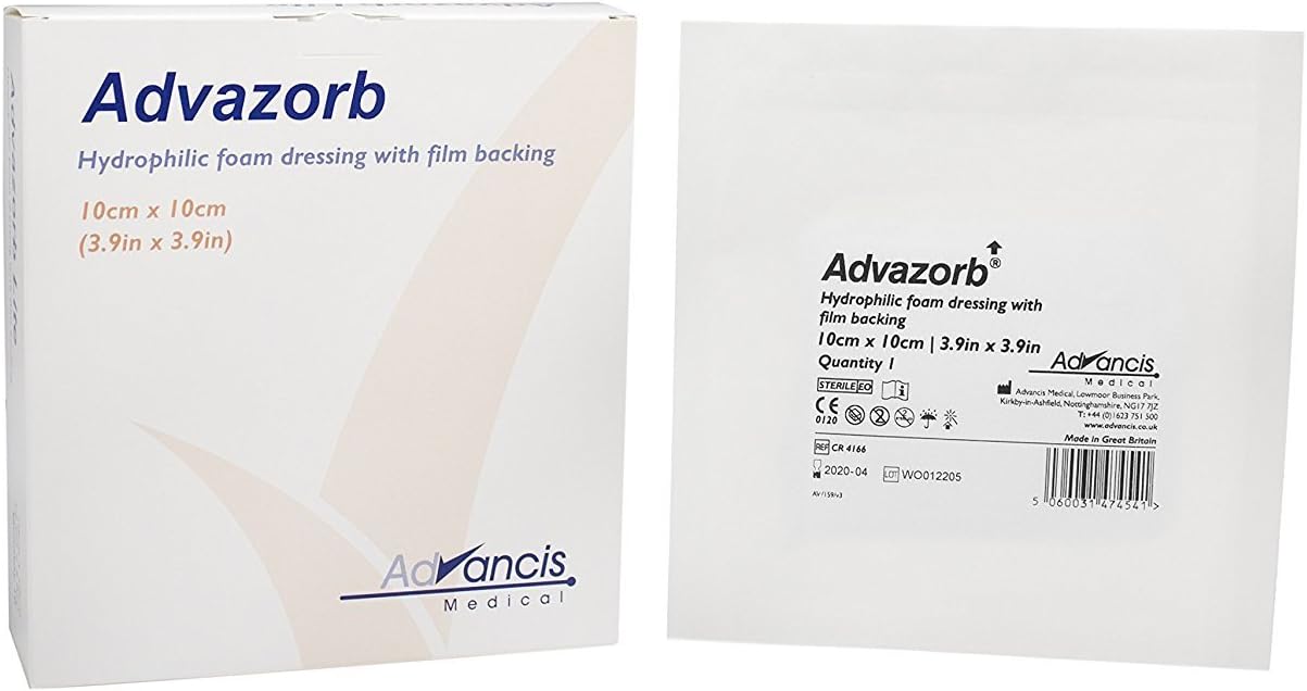 Advazorb Hydrophilic Foam Square Dressing, 10 X 10 Cm