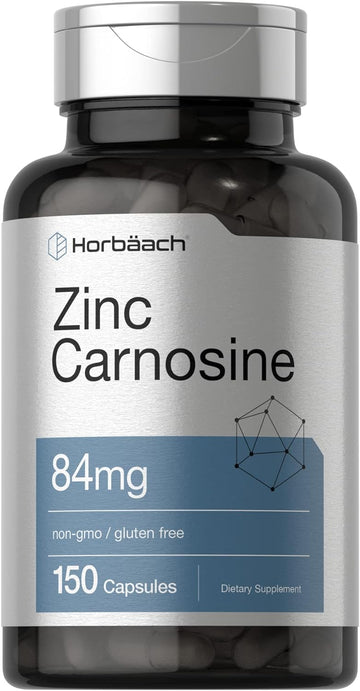 Horbäach Zinc Carnosine Supplement | 84mg per Capsule | 150 Count | Non-GMO & Gluten Free