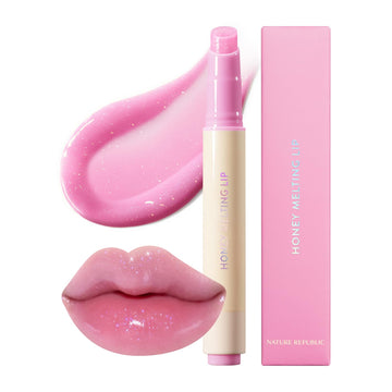 Nature Republic Honey Melting Lip Glitter (13 Aurora) Soft Lip Stick,Lip Gloss, Glow Lip, Glossy, Lip Balm, Lip Crayon, Jelly Gloss, Lip Glitter, Valentines Day Gifts, Korean Make Up