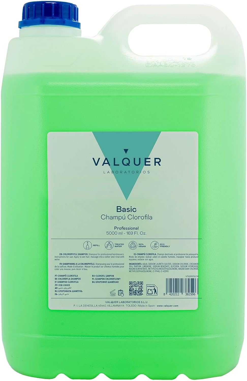 Valquer - Special Chlorophyll Shampoo For Hairdressers - Professional Shampoo - Carafe 5 L