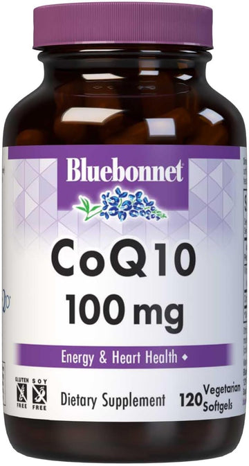 Bluebonnet Nutrition Coq10 100 Mg, Energy Production*, Heart Health*, Non-Gmo, Gluten-Free, Soy-Free, Vegetarian Friendly, 120 Vegetarian Softgels, 120 Servings