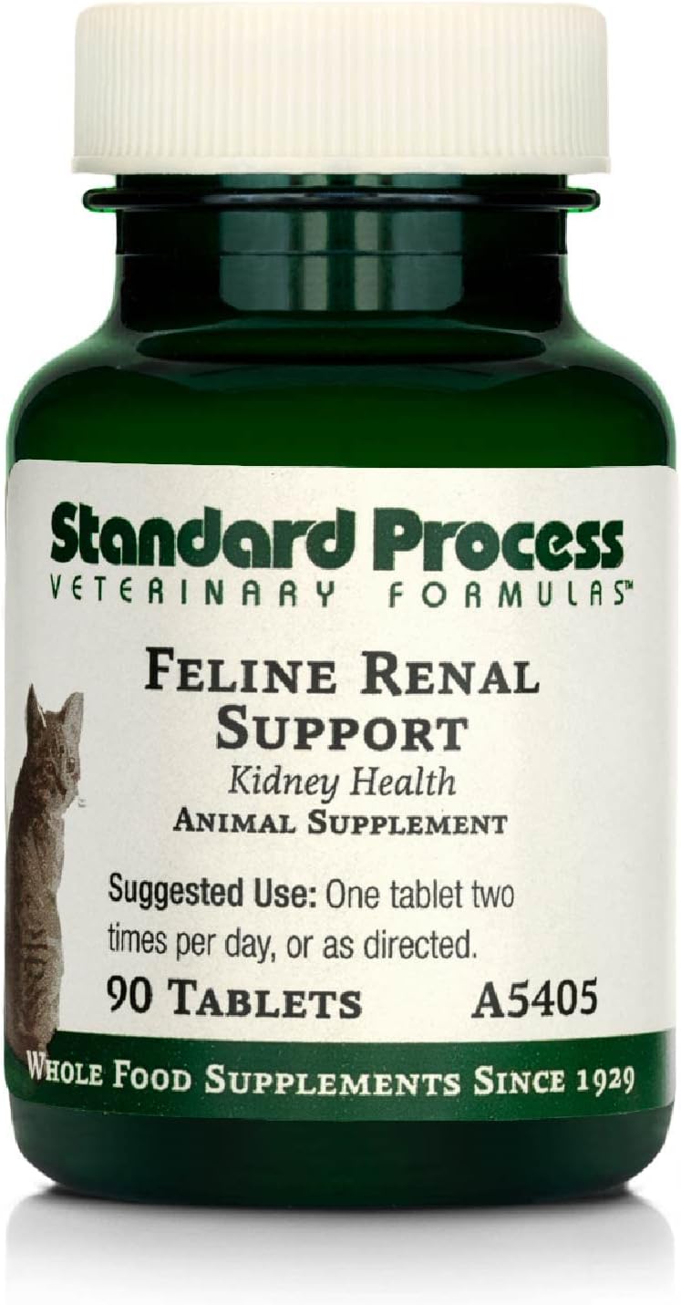 Standard Process Feline Renal Support - Cat Supplement To Support Kidney & Urinary Health - Cat Supplies With Whole Food Ingredients - Feline Supplement For Kidney Function Support - 90 Tablets