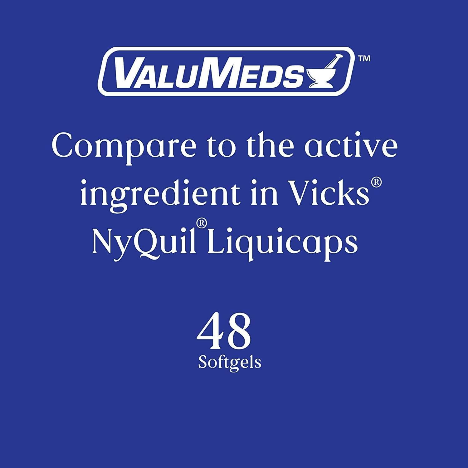 ValuMeds Cold & Flu Multi-Symptom Relief for Congestion, Headache, Sore Throat, Aches and Pains, Fever | Acetaminophen (Nighttime, 48 Count) : Health & Household