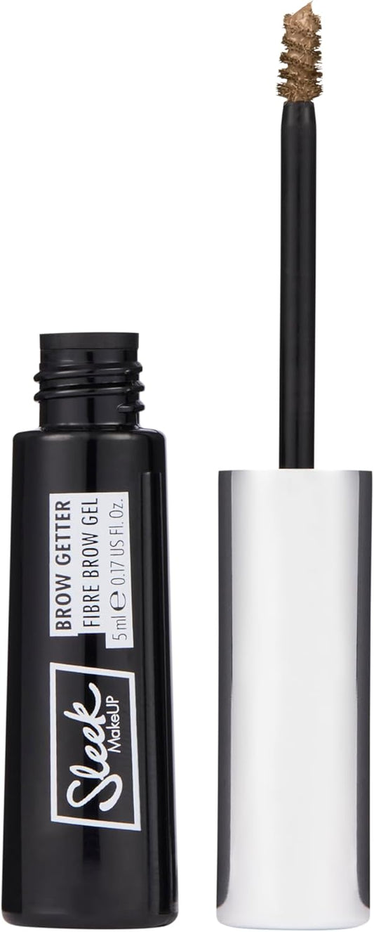 Sleek Makeup Brow Getter Fibre Brow Gel, Volumising, Long-Lasting Formula, Contains Microfibres For Fuller Looking Brows, Medium Brown, 5Ml