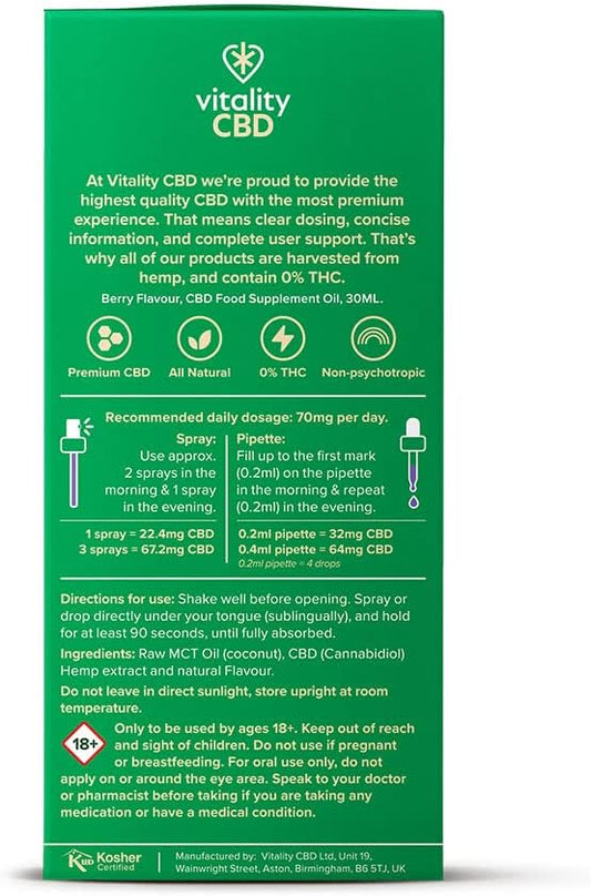 Vitality Cbd Drops, Spray In Mct Oil 4800 Mg, Berry, 30 Ml, No Thc