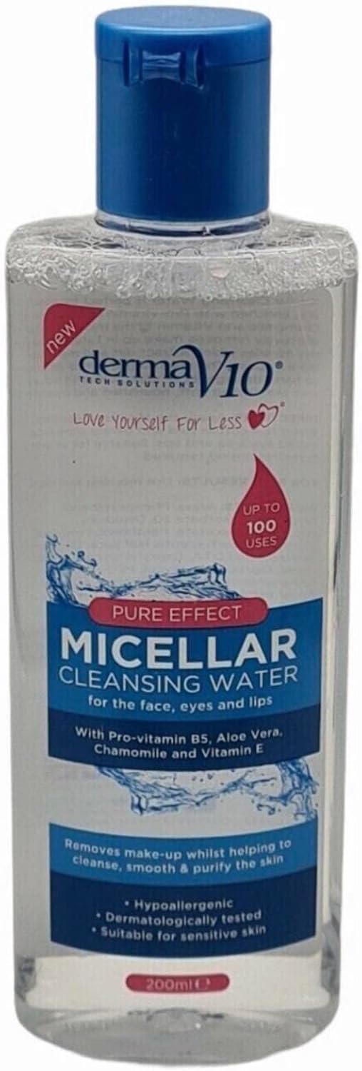 Derma V10 Pure Effect Micellar Cleansing Water 200Ml (Pack Of Three)