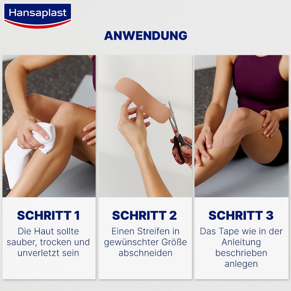 Hansaplast Kinesiology Tape, Waterproof Sports Tape Relieves Muscle Pain And Promotes Blood Circulation, Kinesio Tape Provides Support For Joints And Muscles, 1 Roll, Blue