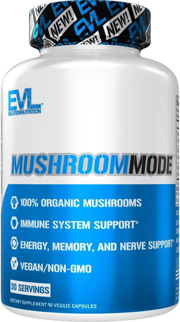 Vegan Organic Mushroom Supplement Capsules - Organic Lions Mane Mushroom Capsules with Cordyceps and Reishi Mushroom Blend - Nootropics Brain Support Supplement for Focus and Energy - 30 Servings