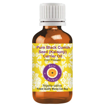 Deve Herbes Black Cumin Seed (Kalaunji) Oil (Nigella Sativa) | Cold Pressed | Pure | Natural | For Diluting Essential Oils | For Hair, Skin & Massage | Non-Sticky | Lightweight | Unisex | 30Ml (1 Oz)