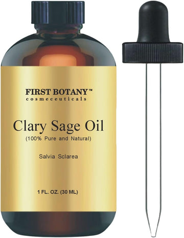 First Botany, 100% Clary Sage Pure Essential Oil - Premium Clary Sage Oil For Aromatherapy, Massage, Topical & Household Uses - 1 Fl Oz (Clary Sage)