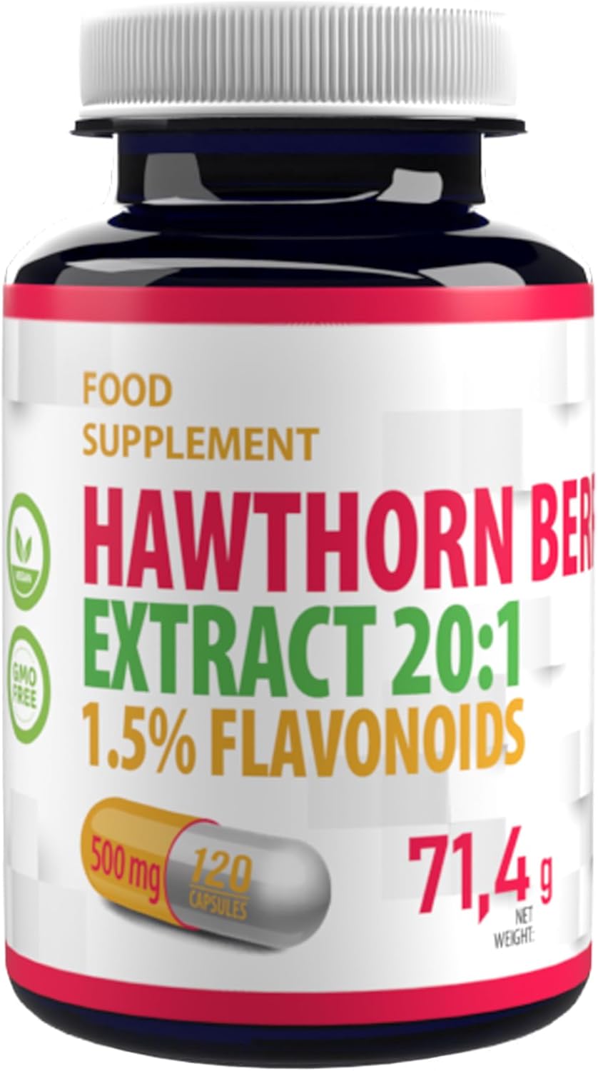 Hepatica Hawthorn Berry Extract – 10,000Mg Equivalent (500Mg Of 20:1 Extract) – 120 Vegan Capsules With 1.5% Flavonoids, 3Rd Party Lab Tested – High Strength Heart Health Support Supplement