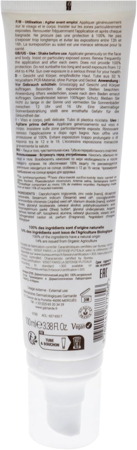 Face And Body Sun Fluid Spf 30 By Gamarde For Women - 3.38 Oz Sunscreen