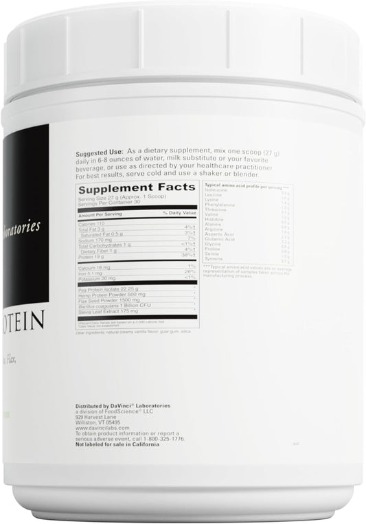 DAVINCI Labs - Vegan Protein - Creamy Vanilla - 30 Servings - 28.58 Oz