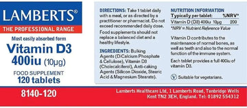 Lamberts Vitamin D3 400Iu (10µg) 120 Tablets