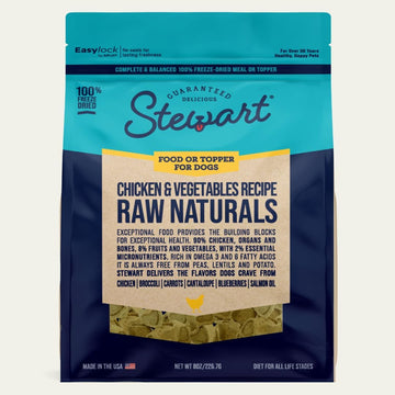 Stewart Raw Naturals Freeze Dried Dog Food, Chicken & Vegetables Recipe, 8 Ounce Bag, Complete And Balanced Nutrition