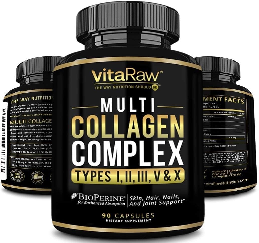 Collagen Pills 1800 mg - Multi Collagen Supplements (Types I, II, III, V & X) Grass Fed Non GMO Collagen Peptides Pills for Hair, Skin and Joints - Hydrolyzed Collagen Protein Powder for Women and Men