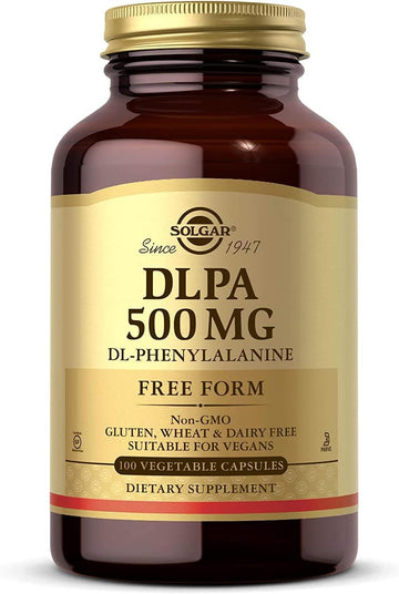 Solgar Dlpa 500 Mg, 100 Vegetable Capsules - Free Form Dl-Phenylalanine - Supports Central Nervous System - Vegan, Gluten Free, Dairy Free, Kosher - 100 Servings