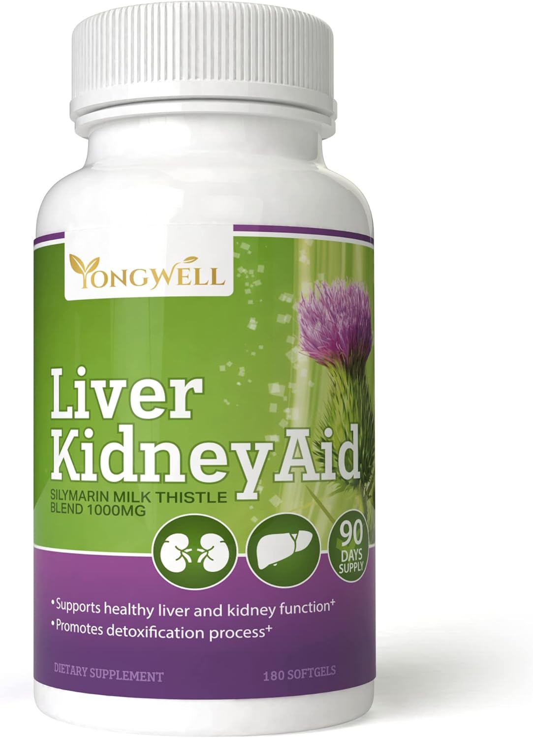 Liver Kidney Aid, Herbal Based Ingredients Supports Liver And Kidney Health, 90 Days Supply (180 Softgels)