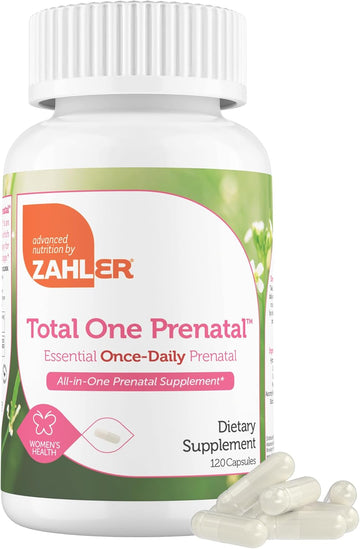 Zahler - Total One Prenatal Vitamins For Women (120 Count) Daily Multi Vitamin Prenatals With Folic Acid, Iron, Zinc & 19 Other Essential Vitamins & Minerals - Kosher Pre Natal Multivitamin Capsules