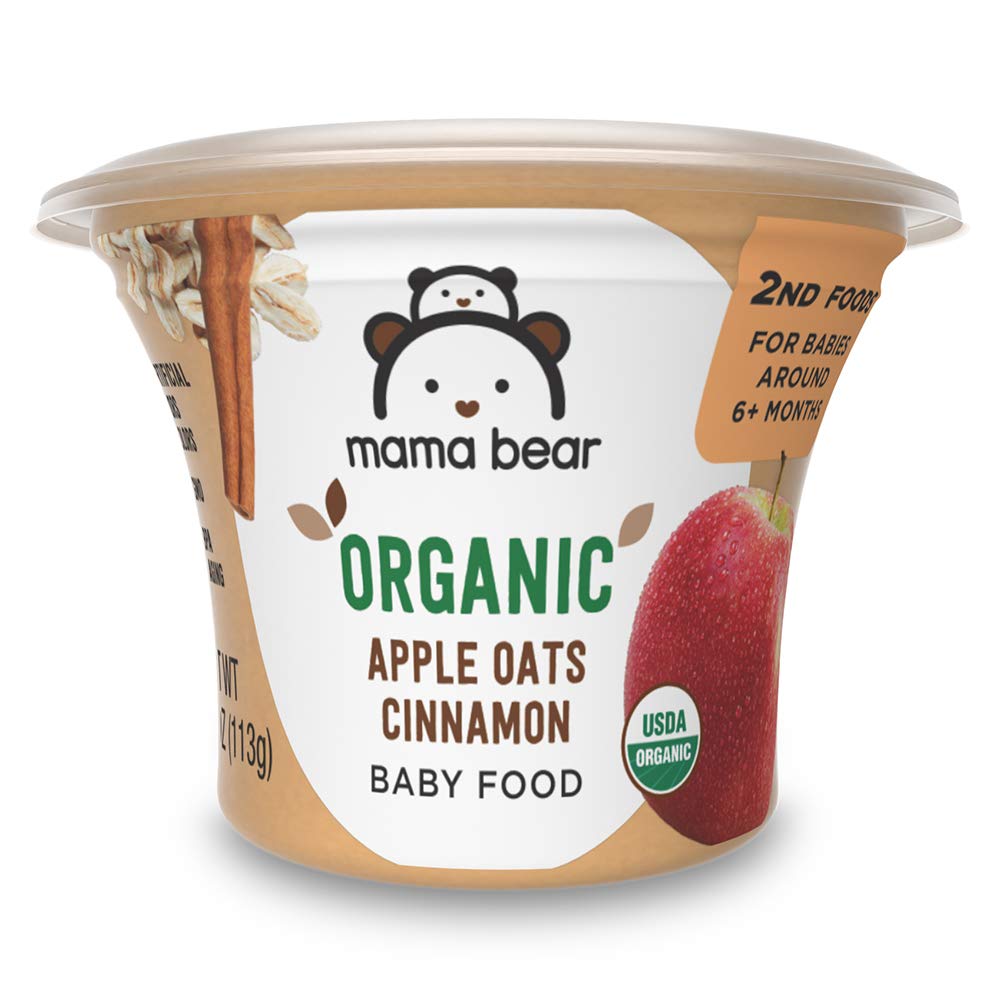 Amazon Brand - Mama Bear Organic Baby Food, Apple Oats Cinnamon, Vegetarian, 4 Ounce (Pack Of 12)