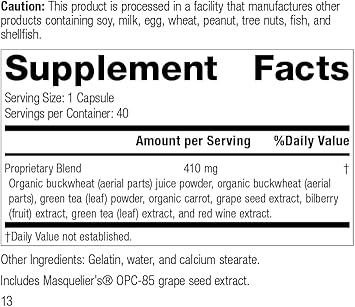 Standard Process Opc Synergy - Whole Foods Cognitive Health, Brain Health And Brain Support, Eye Support And Eye Health With Bilberry, Grape Seed Extract, Green Tea Powder, And More - 40 Capsules