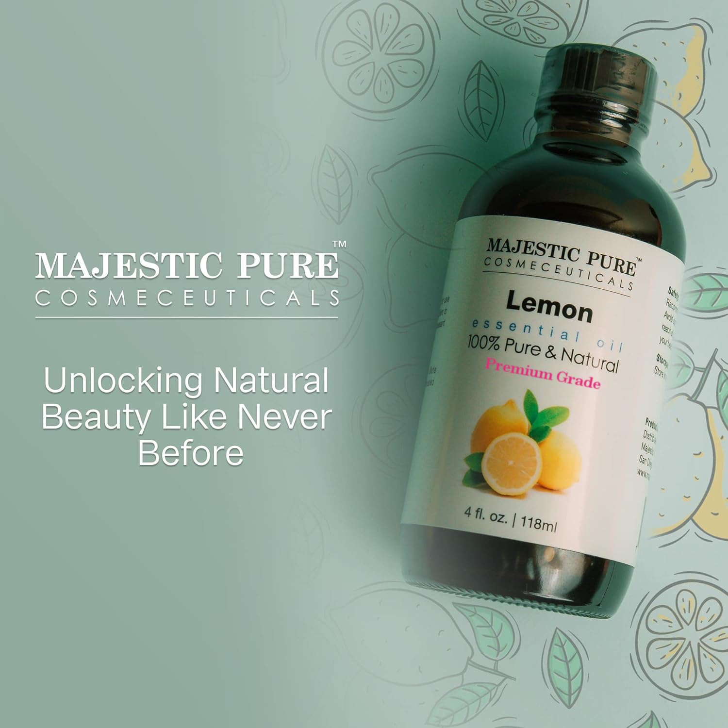 MAJESTIC PURE Lemon Essential Oil, Premium Grade, Pure and Natural Premium Quality Oil, 4 fl oz : Health & Household