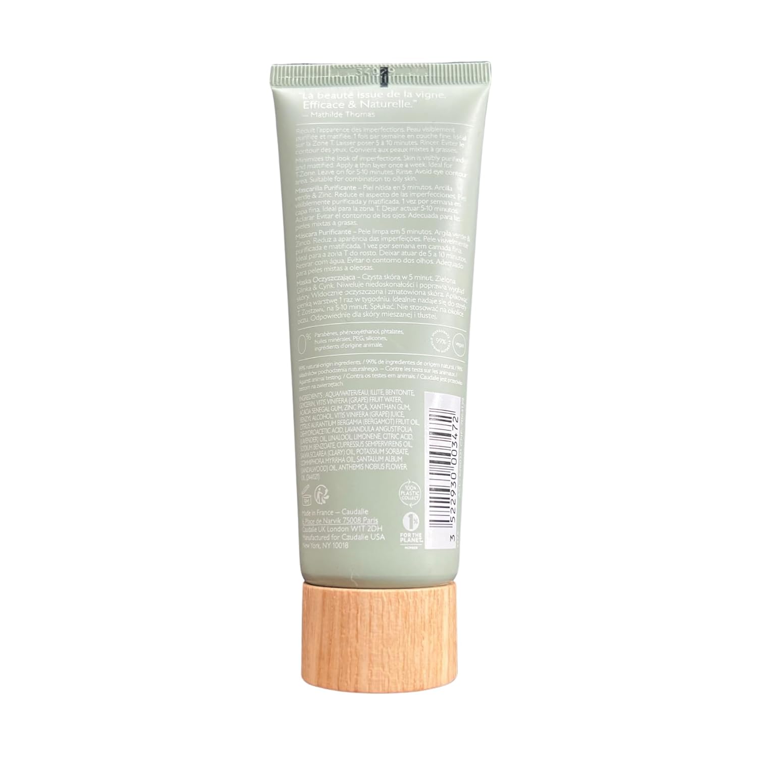 Caudalie Vinopure Purifying Clay Mask - Purifies pores in 5 minutes : Beauty & Personal Care