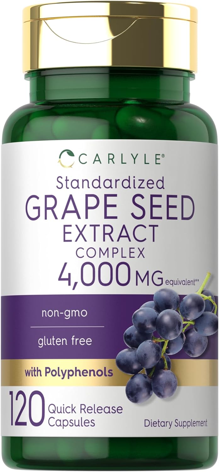 Carlyle Grape Seed Extract Capsules | 4,000Mg | 120 Count | Standardized Extract Complex With Polyphenols | Non-Gmo, Gluten Free Supplement