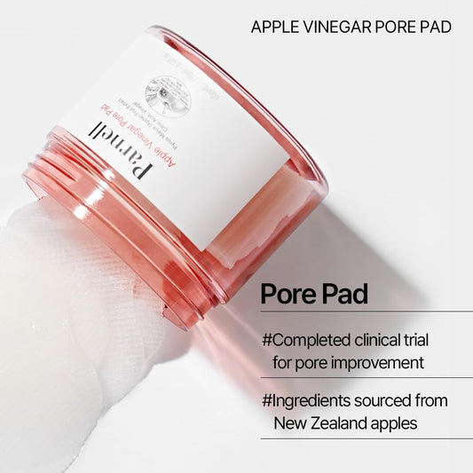 Parnell Apple Vinegar Pore Pad - Aha, Ursolic Acid, Oil, Sebum, Pore Control, Deep Cleansing Biodegradable Pads For Oily Skin (60 Pads)