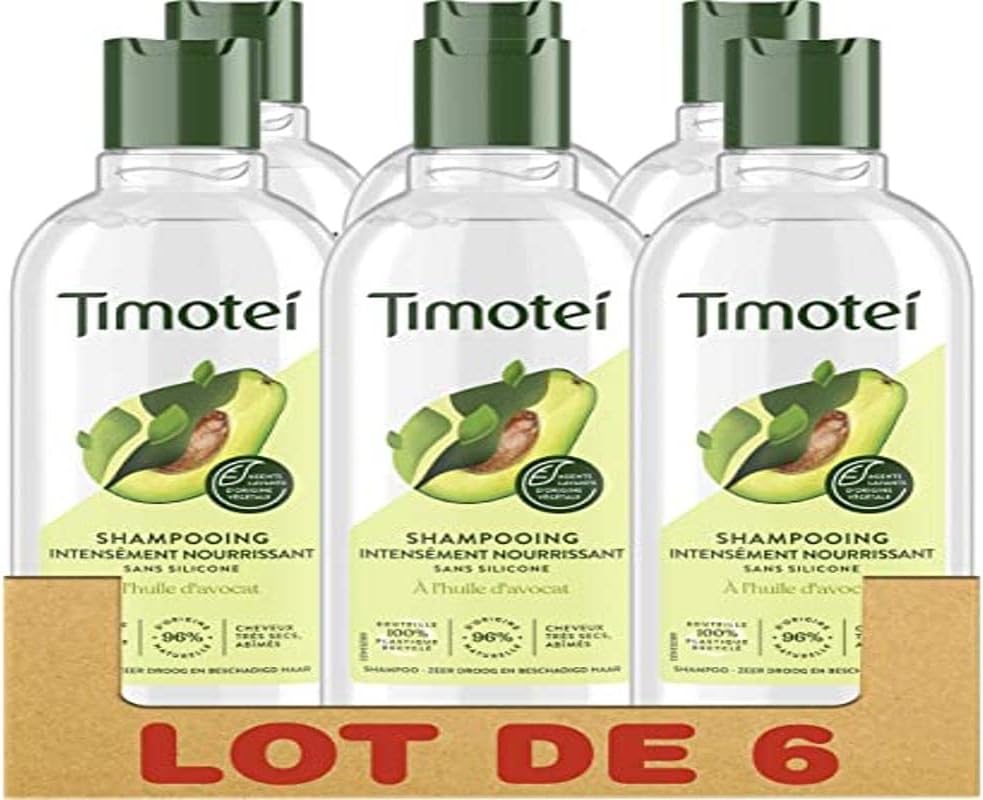 Timotei Women'S Intensely Nourishing Shampoo With Avocado Oil, Nutrition And Care For Very Dry/Damaged Hair, Silicone-Free - Pack Of 6 X 300 Ml
